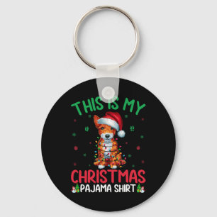 Ugly Xmas Tree Santa Toy Fox Terrier Dog Christmas Keychain