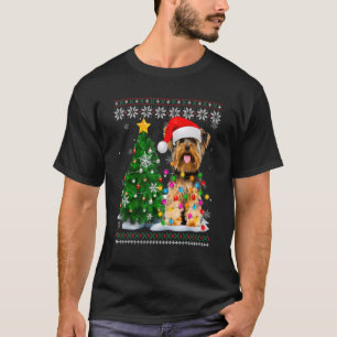 Ugly Yorkshire Terrier Dog Santa Hat Christmas Tre T-Shirt