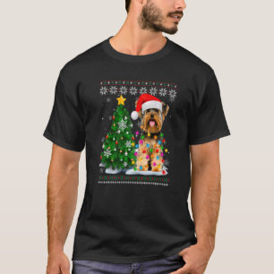 Ugly Yorkshire Terrier Dog Santa Hat Christmas Tre T-Shirt
