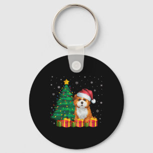 Ugly Zuchon Santa Hat Christmas Lights Dog Lover X Keychain
