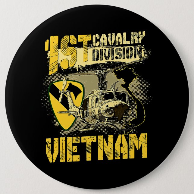 Uh1 Huey Helicopter 1st Cavalry Division Vietnam V 6 Inch Round Button (Front)