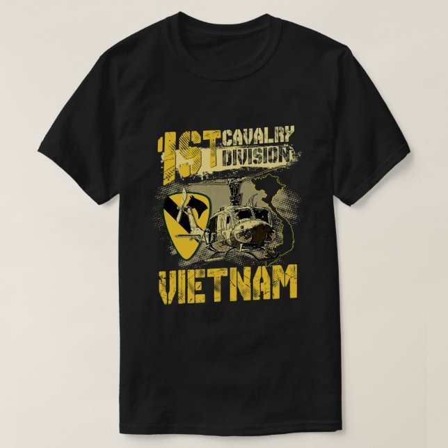 Uh1 Huey Helicopter 1st Cavalry Division Vietnam V T-Shirt (Design Front)