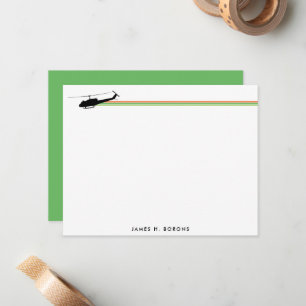 UH-1 Huey Helicopter Striped Personal Stationery Card
