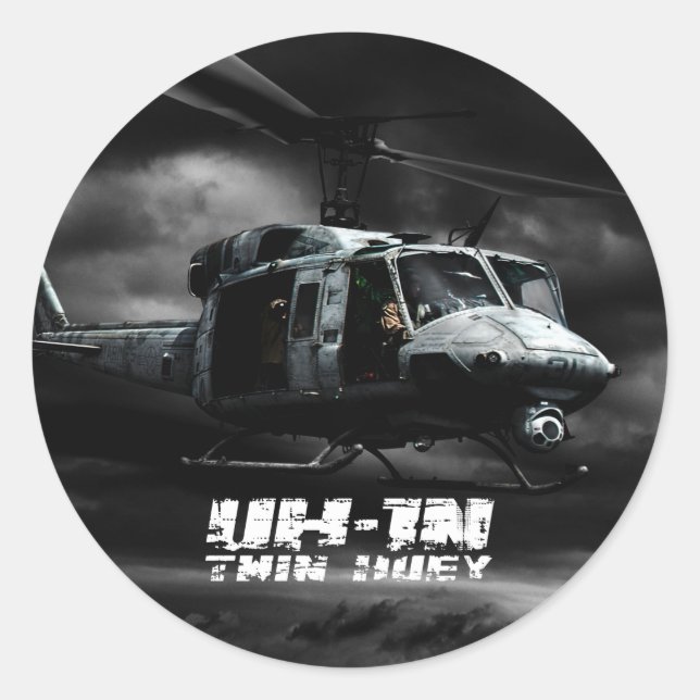 UH-1N Twin Huey Classic Round Sticker (Front)