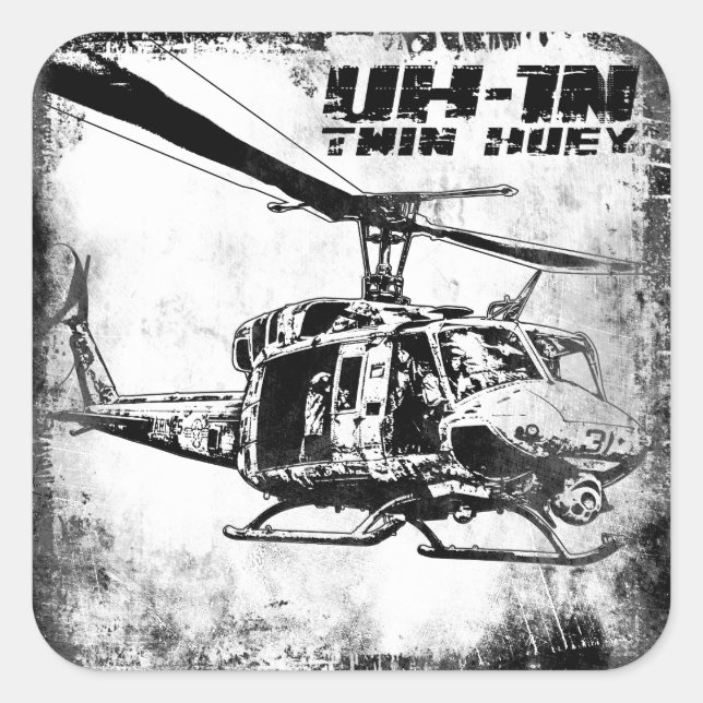 UH-1N Twin Huey Square Sticker (Front)