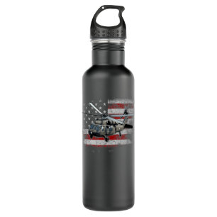 UH-60 Black Hawk Helicopter Vintage Flag Veteran   710 Ml Water Bottle
