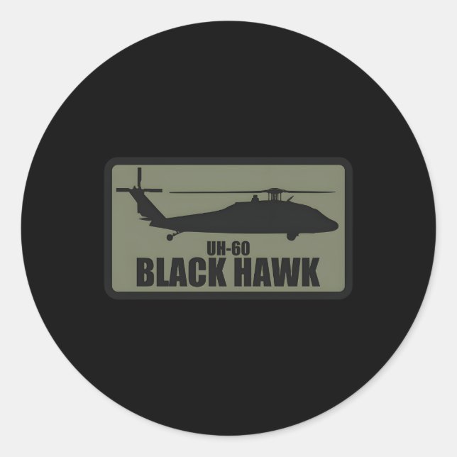Uh-60 Black Hawk Patch Subdued Classic Round Sticker (Front)