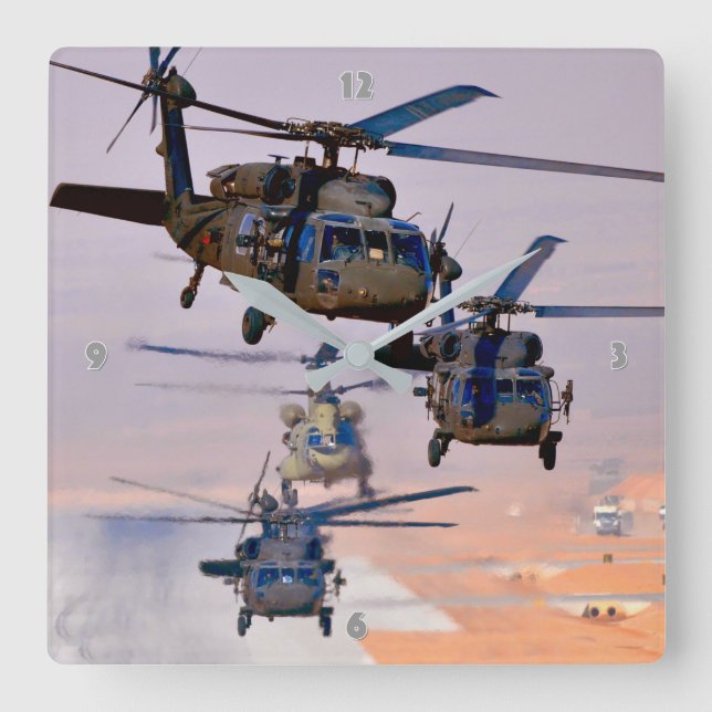 UH-60M BLACK HAWK SQUARE WALL CLOCK (Front)