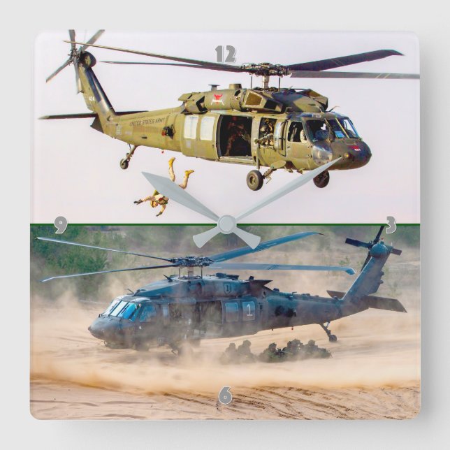 UH-60M BLACK HAWK SQUARE WALL CLOCK (Front)