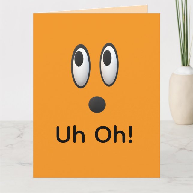 Uh Oh, I'm Sorry Emoji Happy Belated Birthday Card (Front)
