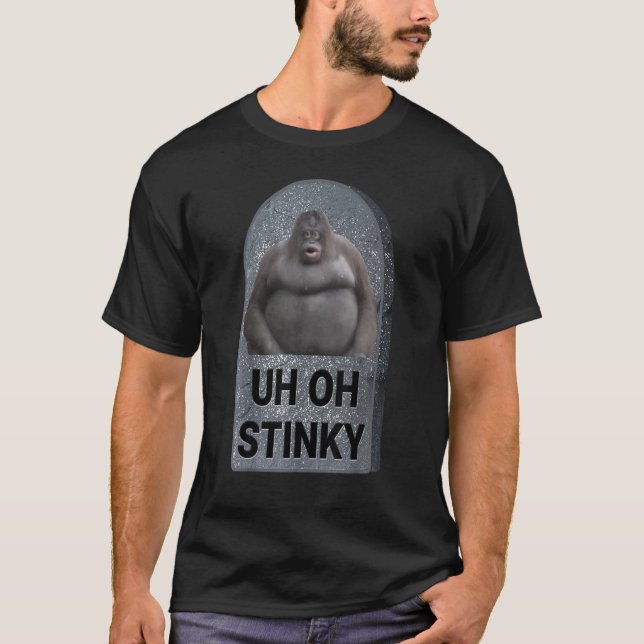 Uh Oh Stinky Poop Meme Tombstone Le Monke Hallowee T-Shirt (Front)