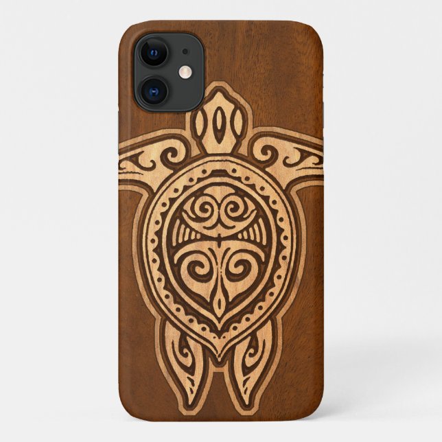 Uhane Honu Faux Wood Hawaiian Turtle Case-Mate iPhone Case (Back)