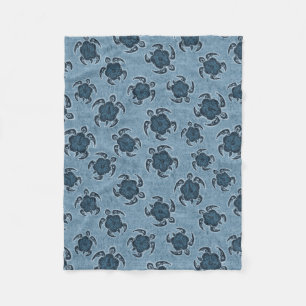 Uhane Honu Hibiscus Batik Hawaiian Turtle Fleece Blanket