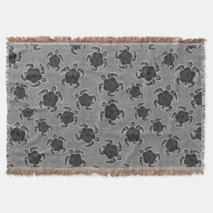 Uhane Honu Hibiscus Batik Hawaiian Turtle Throw Blanket