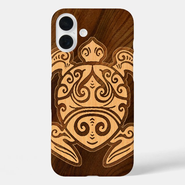 Uhane u’i Honu Faux Wood Hawaiian Turtle Case-Mate iPhone Case (Back)
