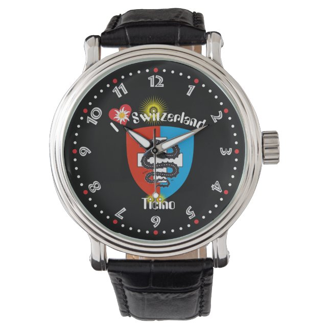 Uhr mit Schweizer-Entwurf Ticino / Tessin Watch (Front)