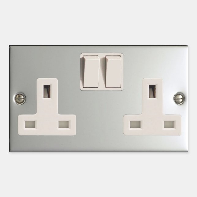 UK AC BS 1363 Plug Socket [British Standard] Sticker (Front)