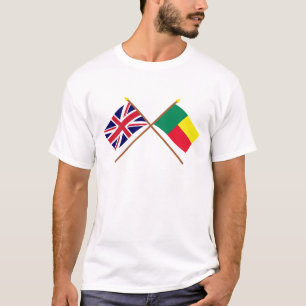 UK and Benin Crossed Flags T-Shirt
