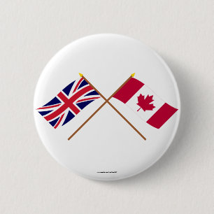 UK and Canada Crossed Flags 2 Inch Round Button