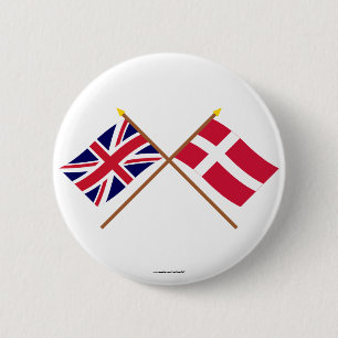 UK and Denmark Crossed Flags 2 Inch Round Button