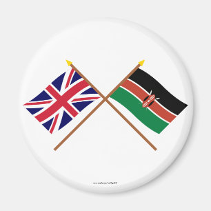 UK and Kenya Crossed Flags Magnet