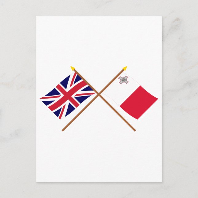 UK and Malta Crossed Flags Postcard (Front)