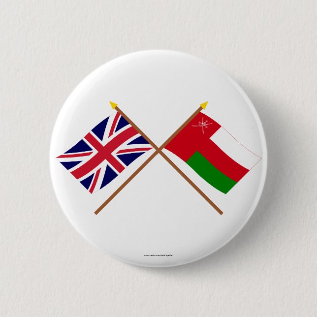 UK and Oman Crossed Flags 2 Inch Round Button (Front)