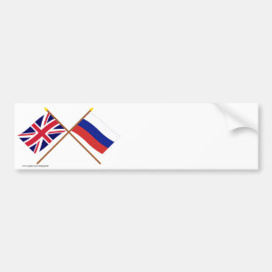UK and Russia Crossed Flags Bumper Sticker