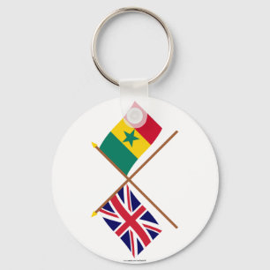 UK and Senegal Crossed Flags Keychain
