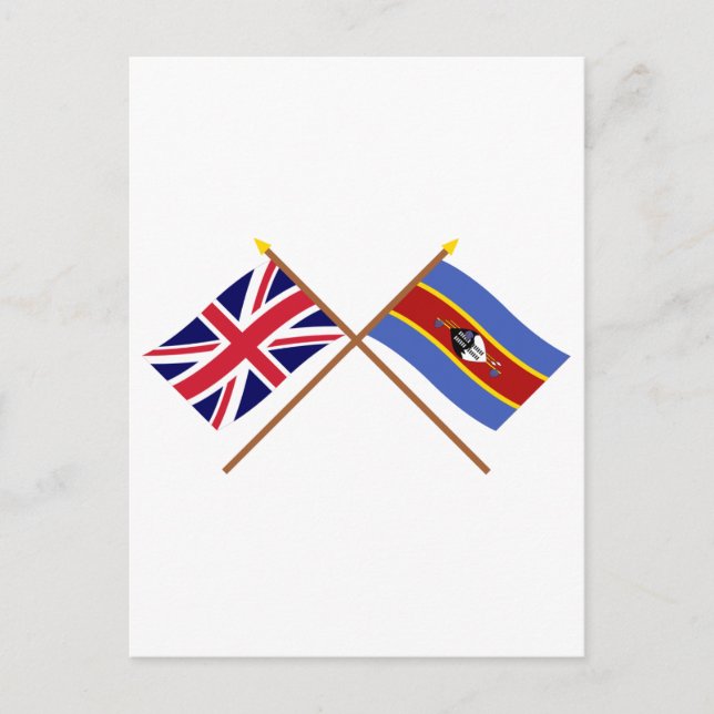 UK and Swaziland Crossed Flags Postcard (Front)