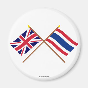 UK and Thailand Crossed Flags Magnet