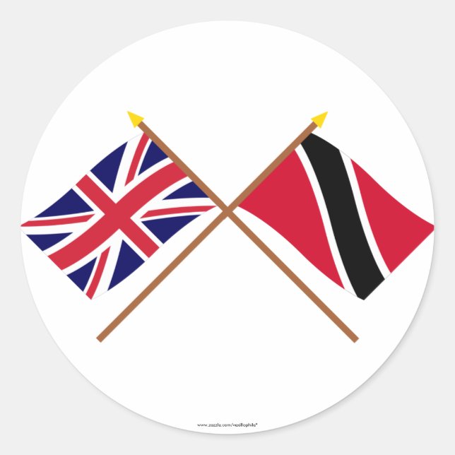 UK and Trinidad & Tobago Crossed Flags Classic Round Sticker (Front)
