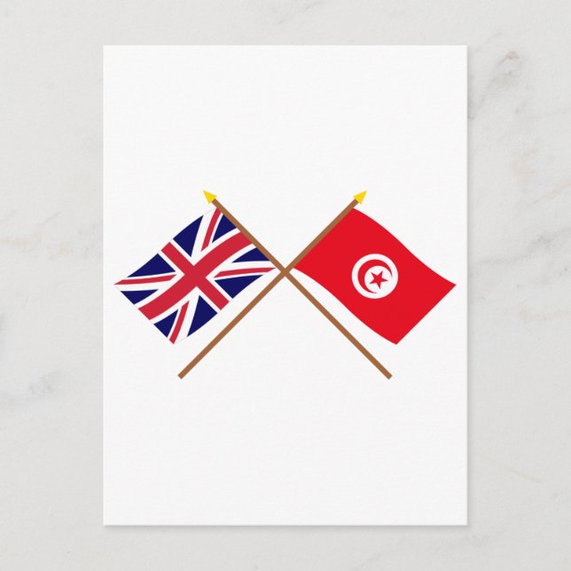 UK and Tunisia Crossed Flags Postcard (Front)