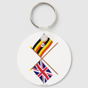 UK and Uganda Crossed Flags Keychain