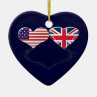 UK and USA Hearts Flag and Ticker tape