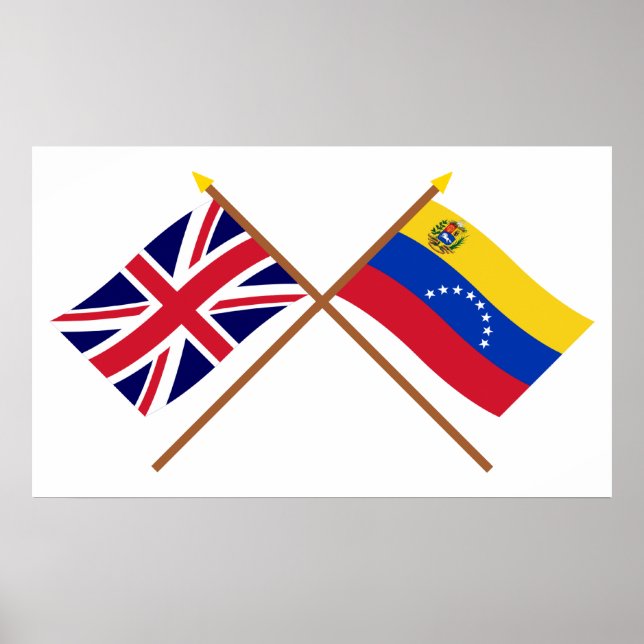 UK and Venezuela Crossed Flags Poster (Front)