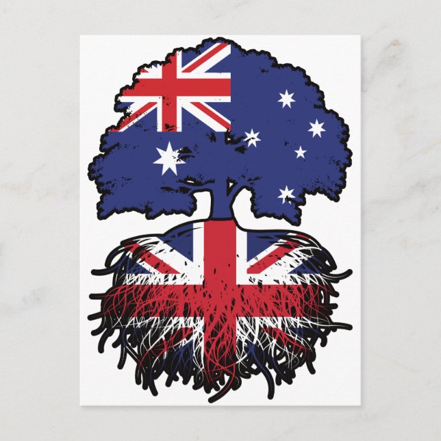 UK British Australian Australia Tree Roots Flag Postcard (Front)