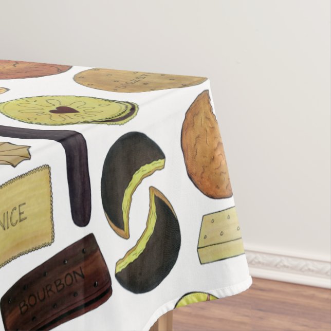 UK British Biscuits Shortbread Rich Tea Digestives Tablecloth (In Situ)