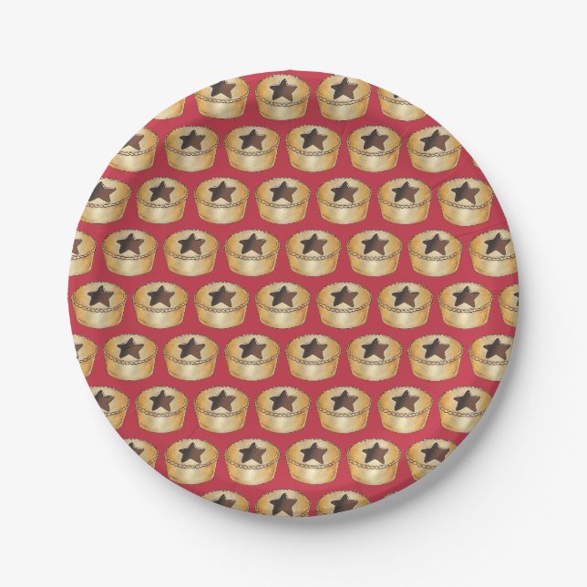 UK British Christmas Fruit Mince Pie Festive Food Paper Plate (Front)