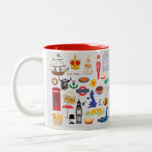  UK British Symbols Two-Tone Coffee Mug