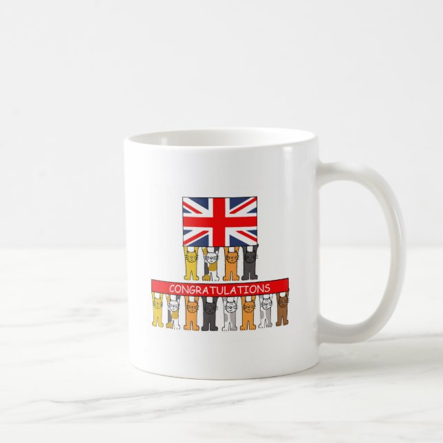 UK Citizenship Congratulations Cartoon Cats Coffee Mug (Right)