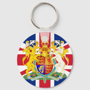 UK Coat of Arms & Flag Keychain