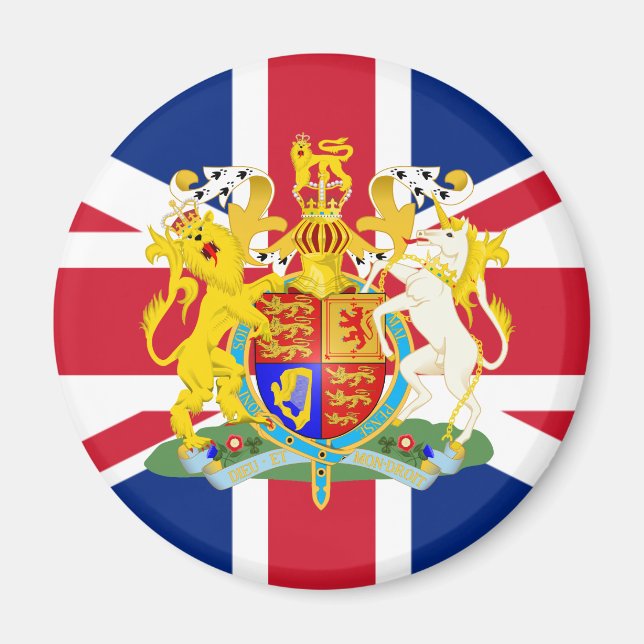 UK Coat of Arms & Flag Magnet (Front)