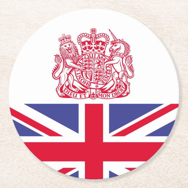 UK coat of arms Round Paper Coaster (Front)