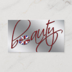 UK Cosmetology Business Card Beauty Red Sparkle