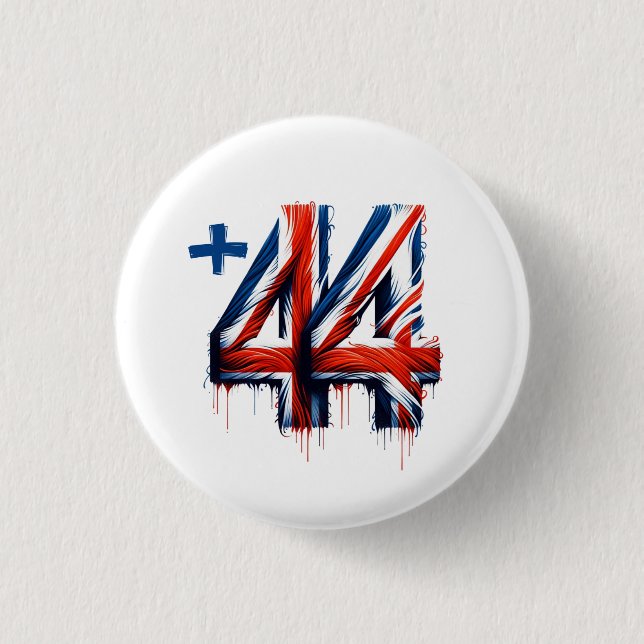 UK country code 1 Inch Round Button (Front)