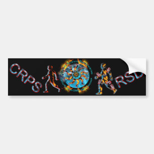 UK CRPS/RSD Hand & Leg Starburst Flaming Globe 2f  Bumper Sticker