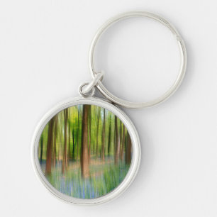 UK England Bluebell Oak Woodland in Springtime Keychain