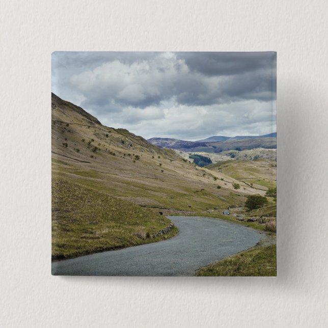 UK, England, Cumbria, Honister Pass 2 Inch Square Button (Front)