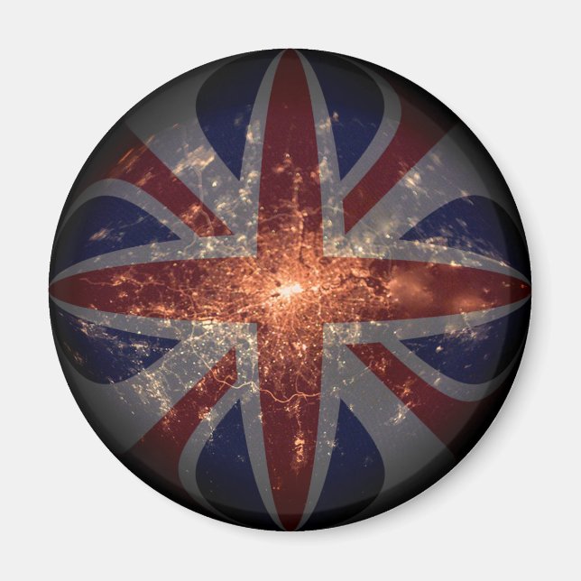 UK Fisheye Flag over London at Night Magnet (Front)